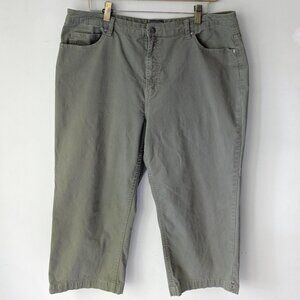 High Waist Olive Green Cropped Straight leg Jeans Chico's